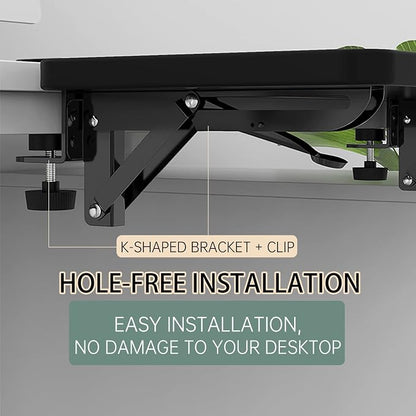 Sisyphy Ergonomics Desk Extender Tray, 11.8x5.9" Punch-Free Clamp on, Foldable - Image 6