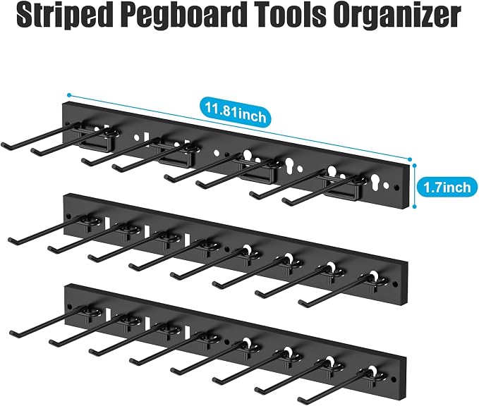 CCCEI 3 Modular Pegboard Strip Storage, Metal Peg Slat Wall Mount - Image 4