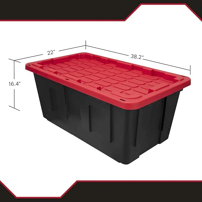 40 Gallon Tote 2 Pack, Heavy Duty Stackable Plastic Storage Bins - Image 2