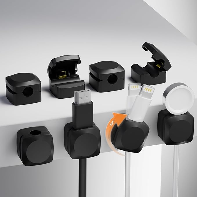 8 Pack Cord Organizer Holder, Rotatable Cable Clips, Spring Cord Holder by Lancord