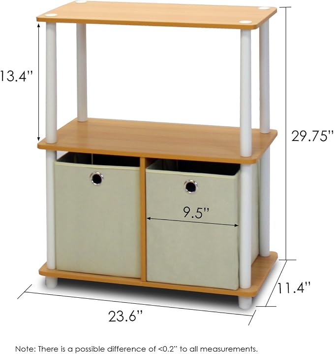 Furinno 99152BE/WH/IV 3-Tier Go Green Multipurpose Storage Rack Shelving Unit - Image 3