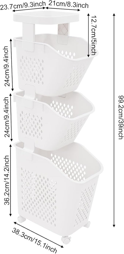 3-Tier Plastic Laundry Hamper Sorter - Image 4