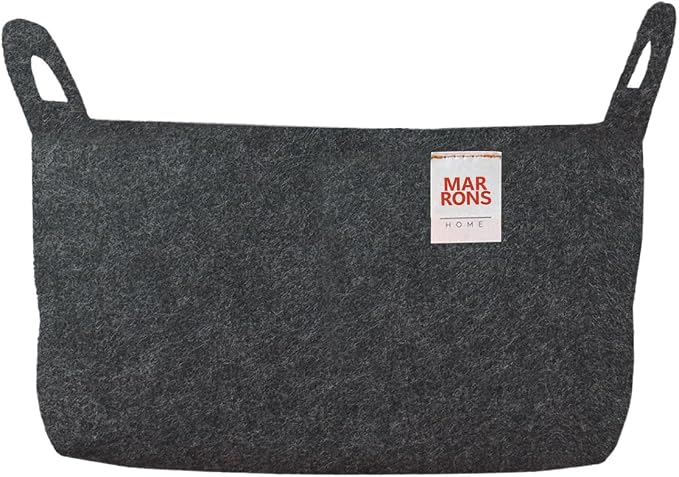 Collapsible Felt CHARCOL Storage Bin Small 7.1"x5.1"x5.1" – Foldable Basket by MARRONS