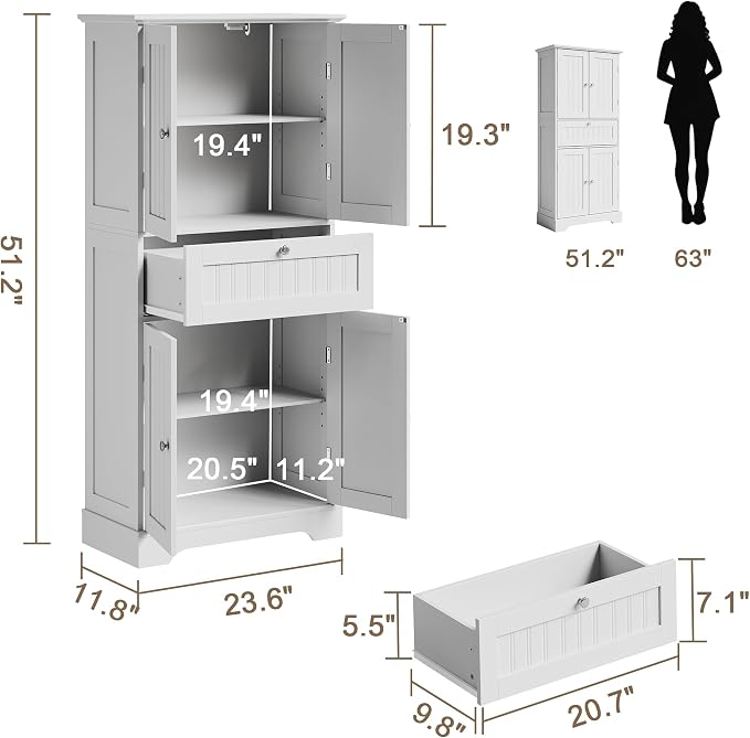 ChooChoo 51" H Bathroom Floor Cabinet - Image 3