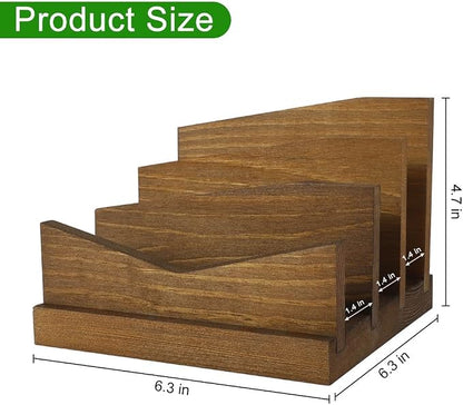 Picowe Desk Mail Organizer Wooden Mail Holder, 3 Slots Letter Holder Organizer - Image 2