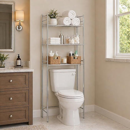 Honey-Can-Do 3-Tier Metal Bathroom Shelf Space Saver, Over The Toilet Storage - Image 2