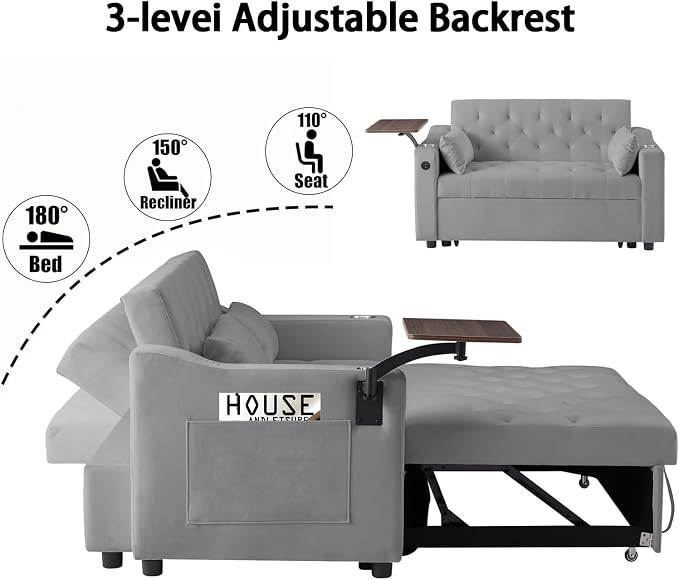 hansones 3-in-1 Convertible Sleeper Sofa Bed, Pullout Couch - Image 5