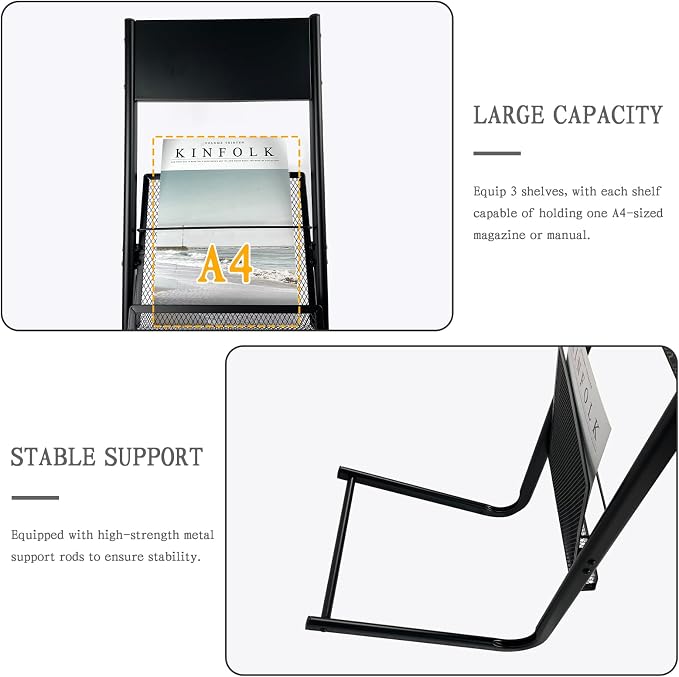 TONGMO Floor-standing 3-Layer Magazine Rack, Brochure Display Stand, made of - Image 3