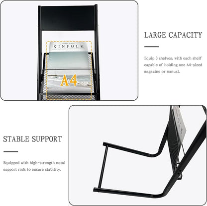 TONGMO Floor-standing 3-Layer Magazine Rack, Brochure Display Stand, made of - Image 3