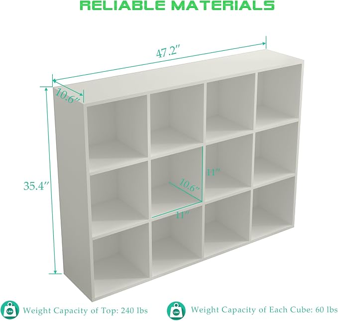 12-Cube Storage Shelf Bookcase - Image 3