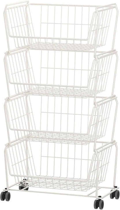 PUSDON Stackable Metal Storage Carts, Dual Use Shelf by PUSDON