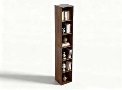 6 Cube Storage Organizer, Narrow Open Shelf Bookcase, Freestanding 6 Tier Low - Image 4