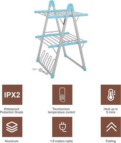 Electric Heated Clothes Drying Rack, Foldable Heated Garment Dryer - Image 5