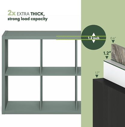 Furinno Cubicle 6-Cube Book Shelf, Extra Thick Frame Bookshelf, Sage Green | - Image 6