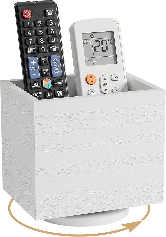 360° Rotating Remote Control Holder, Wooden TV Remote Holder by VACONICO