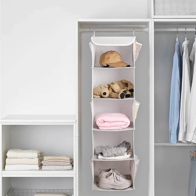 BrilliantJo 5 Shelves Hanging Closet Organizer, 2 Pack Hanging Storage - Image 5