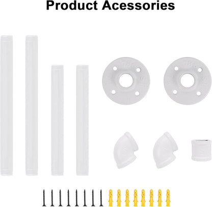 Industrial Iron Pipe Clothes Hanging Bar DIY Wall-Mounted Garment Rack Heavy - Image 8