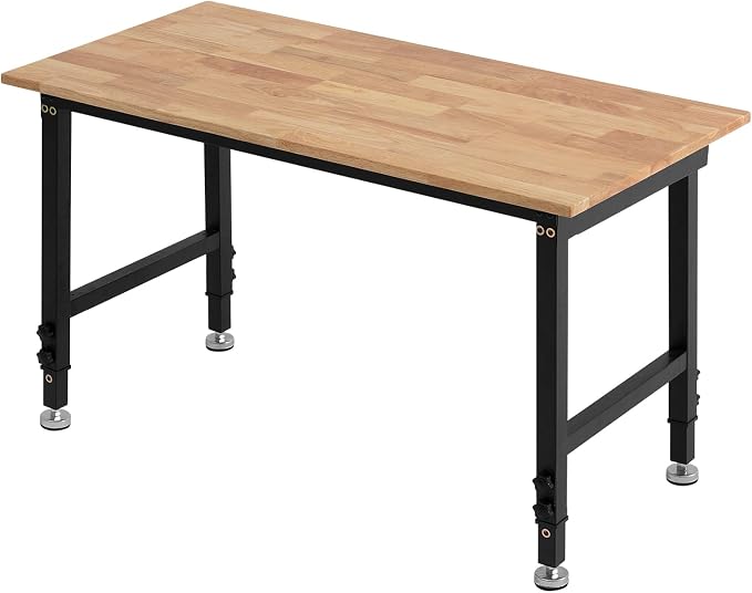 VEVOR Adjustable Workbench, 1500 lbs Capacity, 48 x 24 Inch Oak Wood Top by VEVOR