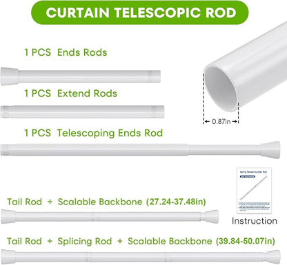 Tension Rods for Windows 28 to 48 Inch Curtain Rods No Drilling White Tension - Image 3