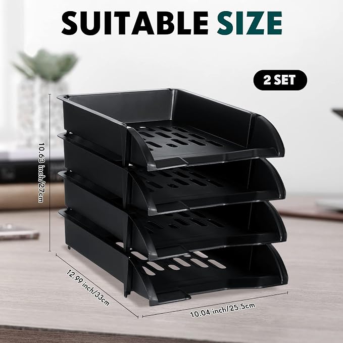Fainne 8 Pcs Stackable Paper Trays Organizer - Image 2