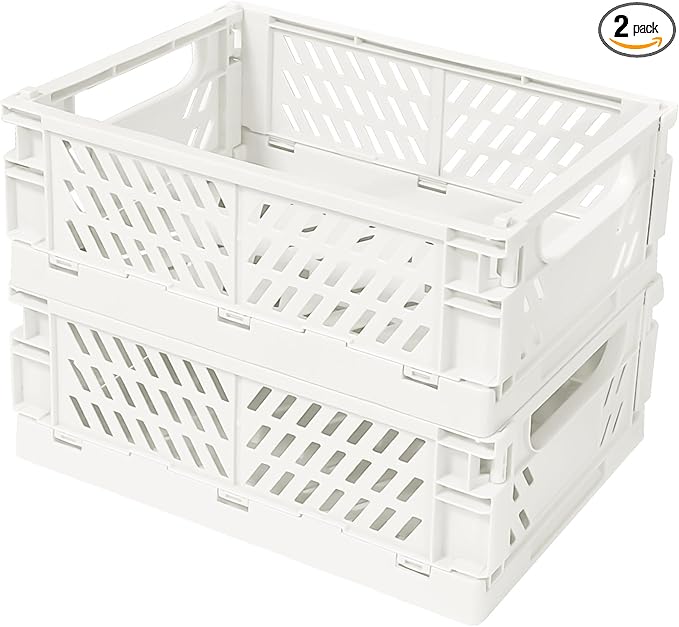 Small Pastel Plastic Storage Bins 2Pcs Foldable Pastel Crates Plastic Basket by Tobesonuoze