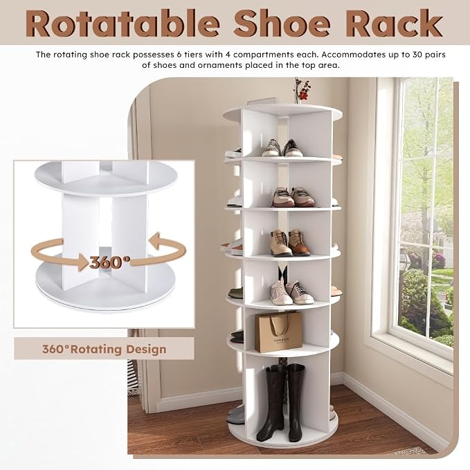 Shoe Organizer 6-Tier Spinning Shoe Rack - Image 5