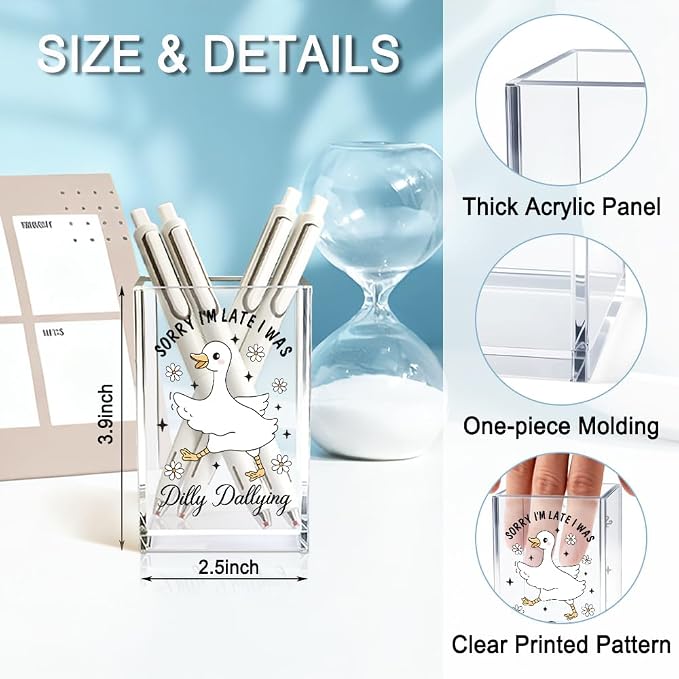 Sorry I'm Late I Was Dilly Dallying Acrylic Makeup Brush Pencil Holder Cup - Image 2