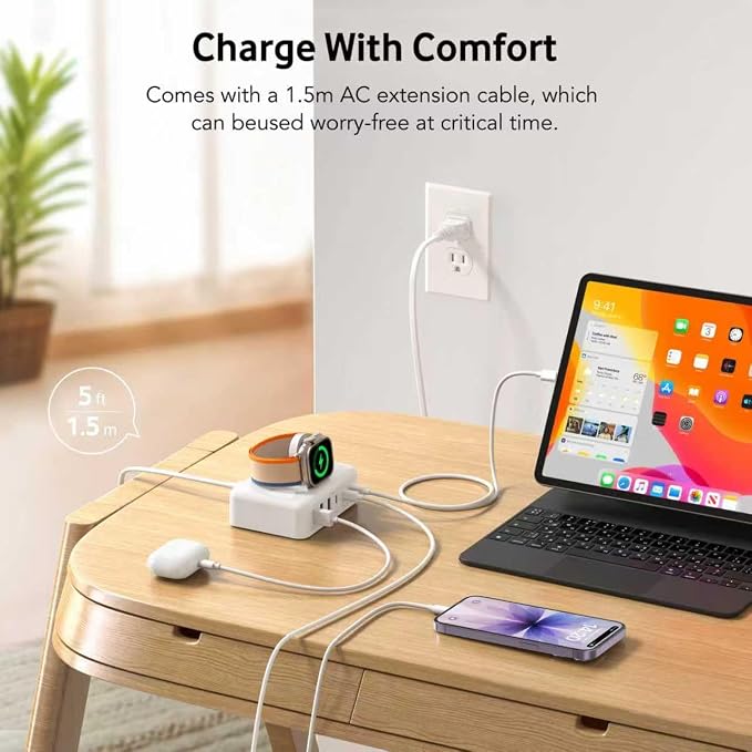 Charging Station for iPhone & Apple Watch, 125W USB C Fast Charging Block - Image 5