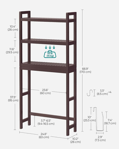 SONGMICS Over The Toilet Storage, 3-Tier Over Toilet Bathroom Organizer - Image 3