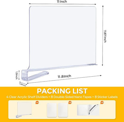 JOY DECOR 8 Pack Acrylic Clear Shelf Dividers - Image 2