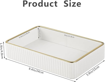 PU Leather Valet Tray, Desk Organizer Tray Nightstand Organizer Trinket Dish - Image 4