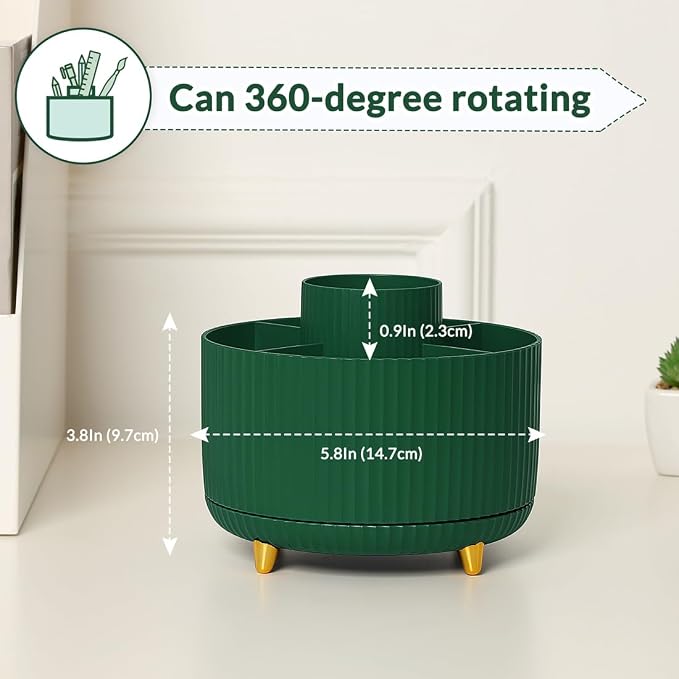 SKYDUE 360 Degree Rotating Desk Organizer, Dual-Purpose Pencil Pen Holder - Image 2