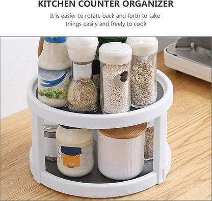 Garneck Rotating Spice Rack and Makeup Organizer Double Tier Kitchen Storage - Image 8
