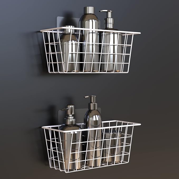 MaraFansie Wall Wire Baskets Bin No Drilling Adhesive Hanging Baskets Wall - Image 5