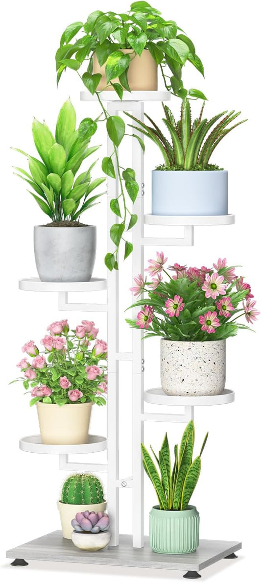 LASZOLA White 5 Tiered Plant Stand Indoors Heavy Duty Metal Rack, Sturdy Multi by LASZOLA
