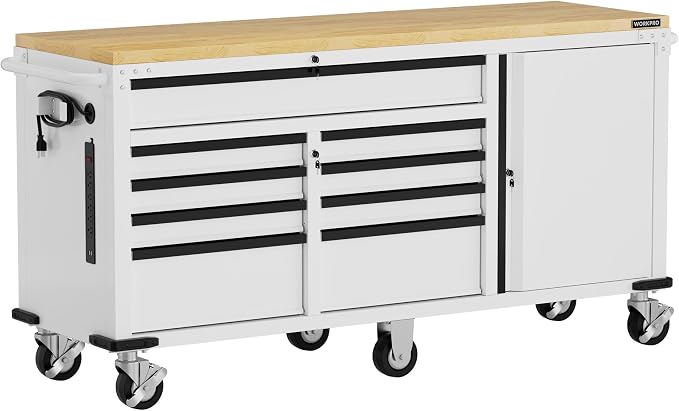 WORKPRO 72" x 22" 9-Drawer & 1-Door Rolling Tool Chest, Mobile Tool Storage by WORKPRO