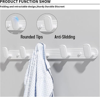 Coat Rack Wall Mount White, 5 Hooks Rack Metal Coat Hanger Wall - Image 4