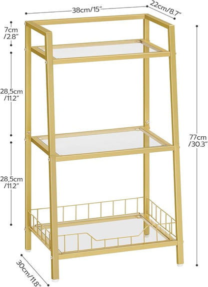 HOOBRO Gold Glass Shelf Stand, 3 Tier Standing Shelf Unit, Bathroom Organizer - Image 8