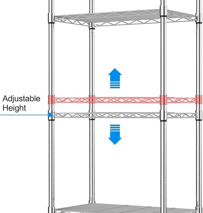 Homdox 5 Tier Steel Wire Shelving Unit on Wheels, Chrome Shelves - Image 6