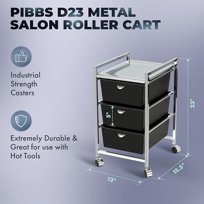 Pibbs D23 Metal Salon Roller Cart, 3 XL Removable Drawers, Heavy-Duty Utility - Image 5