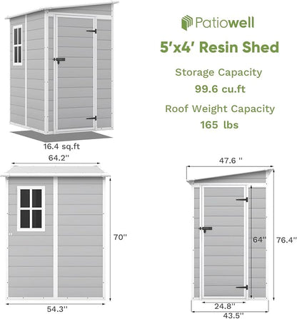 Patiowell 5x4 FT Outdoor Storage Shed - Image 2