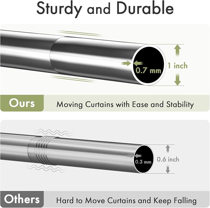 AmazerBath Spring Tension Shower Curtain Rod, 31-46.5 Inches Heavy Duty Tension - Image 3