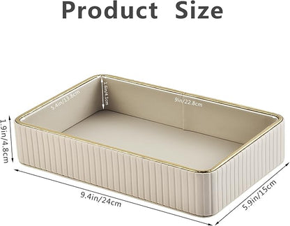 PU Leather Valet Tray, Desk Organizer Tray Nightstand Organizer Trinket Dish - Image 3
