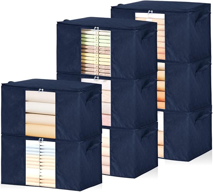 8 Pack Clothes Storage Bags - 60L Blanket Organizers and Storage by POMGRATREE