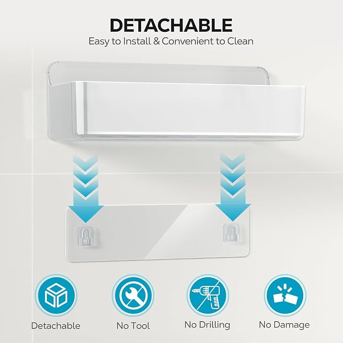 Nieifi Adhesive Shower Shelves, 2 Pieces | Rustproof ABS, Large Capacity - Image 5