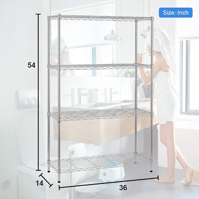 BestOffice Adjustable Wire Shelving Storage Shelves Heavy Duty Shelving Unit - Image 3