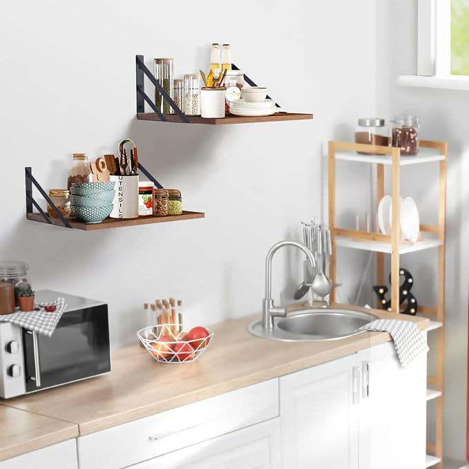 Tectocker-DOU 2 Pc Deep Floating Shelves ; Wall Mounted Hanging Shelves - Image 6