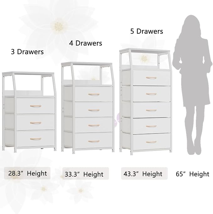 Furnulem Tall Nightstand with 4 Fabric Drawers, Small Dresser - Image 7