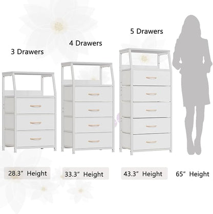 Furnulem Tall Nightstand with 4 Fabric Drawers, Small Dresser - Image 7
