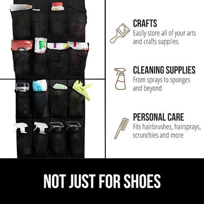 GORILLA GRIP Over the Door Shoe Organizer, 2 Pack, 24 Breathable Mesh Pockets - Image 7